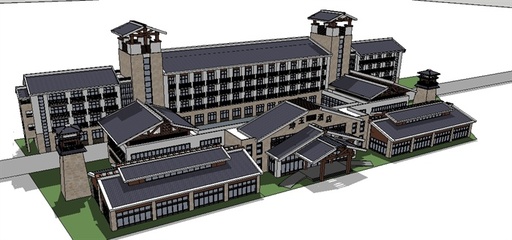 汉唐遗韵与现代风华的完美交融——坤玉酒店SU精致设计模型解析